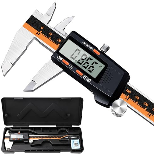 FortCeremy Digital Vernier Caliper, 150mm Electronic Vernier Caliper with Big LCD Screen, Digital Precision Micrometer Measuring Caliper Gauge Tool with Mm/Inch Conversion High Precision