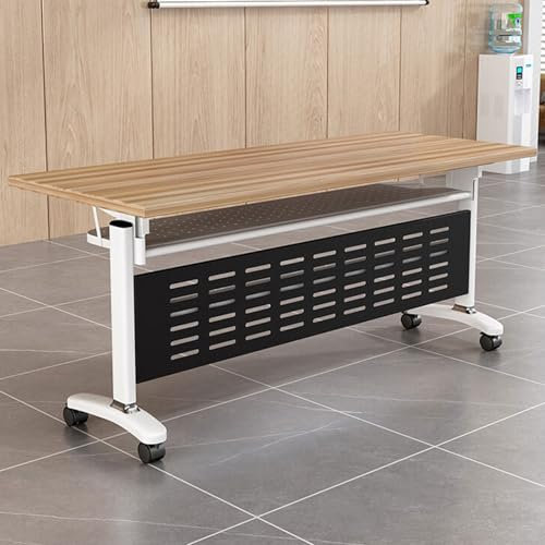 SDFVSDF Konferenztisch Klappbare Konferenztische mit Holzmaserung, Mobiler Besprechungstisch mit Leisen Rollen, Rechteckiger Seminartisch für Schulungen/Debatten(160x60x75cm)
