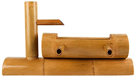 IUBGFTO Pompa per Giochi d'Acqua Fontana per Pompa dell'Acqua Fatta a Mano da Giardino Zen, Fontana per Bere in bambù Zen, Fontana da Giardino Irrigatore per Giochi d'Acqua da Giardino (Giallo 65 cm)