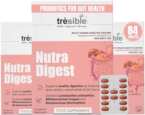 Tresible Probiotics for Gut Health Women and Men (3-Month Supply) - Probiotic Tablets for Gas, Constipation, and Bloating Relief - Digestive Enzyme Supplements with Lactobacillus Acidophilus Probiotic