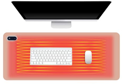 XPJBKC Beheizte Schreibtischunterlage, 80X33cm Beheiztes Mousepad mit 5 Heizstufen, Wasserdichter Beheizbare Schreibtischunterlage Leder, Beheizbare Tischunterlage für Büro Zuhause (Rosa)