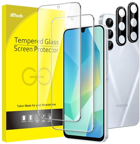 JETech Schutzfolie für Samsung Galaxy A16, mit Kameraschutz, 2+2 Stück | HD Klares Gehärtetes Glas Displayschutzfolie, Face ID Kompatibel, Kratzschutz