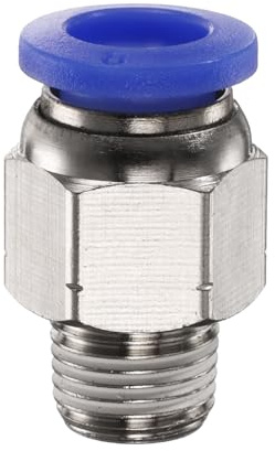 QUARKZMAN 1pc Raccord Pneumatique 8mm Tube OD x 1/8 NPT PC8-N01 Bleu | pour Tube 8mm OD x 1/8 NPT Filetage Mâle Droit Connecteur Rapide pour Ligne D'Air pour Système D'Air Industriel PC8-N01