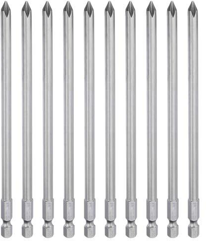 QUARKZMAN 10Pcs Embout de Tournevis 1/4 Tige Hexagonale en Acier S2 | Cruciforme Phillips #1 Ph1, 6 (150mm) Long, Magnétique, pour Tournevis Électrique, 0,236 (6mm) Tige