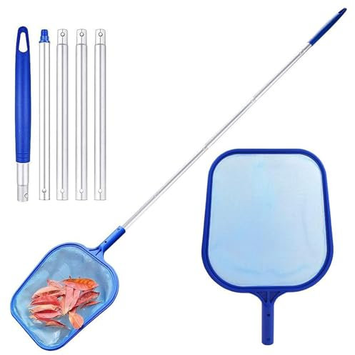 Comioke Retino per Piscina, 157,5cm Retina Raccogli Foglie, Retino Piscina, Rete a Maglia Fine dello Skimmer per Foglie con Manico Telescopico, per Spa, Stagni Foglie