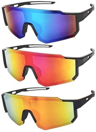 MJFENDAI 3 Stück Skibrille, Ski Snowboard Brille, Motocross Brille, Schnelle Brille UV400 Schutz, Fahrradbrille Winddicht für Herren Dame für Radfahren, Ski, Rave, Bergsteigen, Outdoor