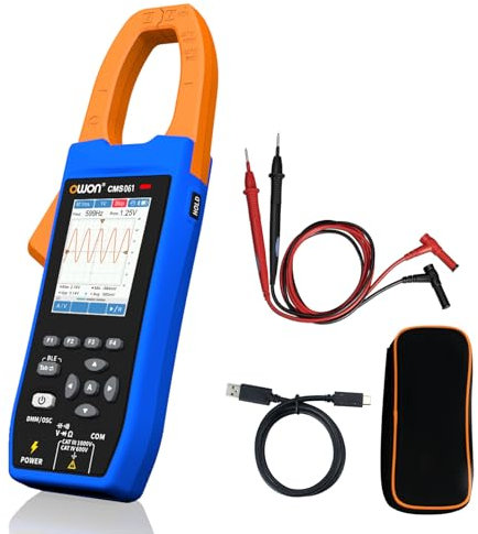 OWON CMS061 AC/DC Clamp Meter 600A, Recorder Function, Oscilloscope Function 3 in 1, 20000 Count True RMS Auto-ranging, Alarm Function, NCV Function, Bluetooth Clamp Meter for Electric Vehicle