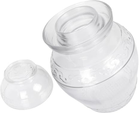 CONGARTENO Frasco Para Fermentación Doméstico De Vidrio Resistente Con Tapa Sellada Diseño Transparente Para Encurtidos y Kimchi Almacenamiento Fácil Con Boca Ancha Patrón Aleatorio