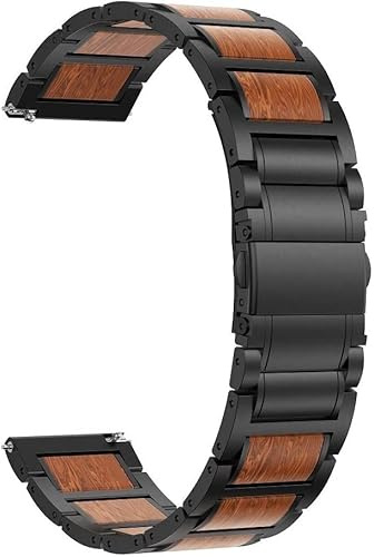 Uhrengurte Edelstahlholz -Holzriemen Austernte für Samsung Gear S3/Galaxy Uhr 46mm Band 22mm Holz Armband Armband für Galaxie 46 mm 0000 (Farbe: Holz schwarz, Größe: 22 mm)
