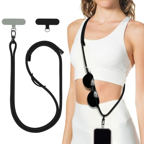 HOTUT Cordon para Movil Universal, con 2 Phone Lanyard Parcheas, Correa Cruzada para el Cuello y Muñeca, Cuerda para Movil Ajustable, Compatible con Mayoría de Las Fundas de Teléfono