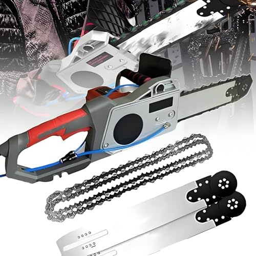 Motosierra eléctrica para hormigón, motosierra de mano sin escobillas, cortadora de muros eléctrica con cadena de diamante, máquina cortadora para granito y hormigón armado, con 2 cadenas 350