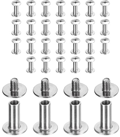 QUARKZMAN 30 Piezas De Tornillos Chicago M3x10mm Longitud De 5mm Plateado | Remaches De Metal, Con Cabeza Phillips, Para Trabajos Manuales En Cuero Bolsos Encuadernación De Libros