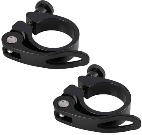 2 Pack Bike Seat Post Clamp Aluminium Alloy 31.8mm, Quick Release Seatpost Clamp, Lightweight Hollow Bicycle Saddle Clamp for Road MTB Hybrid Bikes, Tool Free Height Adjustment with Lever