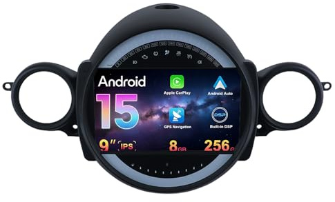 MISONDA Android 15 Autoradio para BMW Mini Cooper R55 R56 2007-2013- Cámara y micrófono Gratis- [8G+256G]- 9 Pulgadas IPS 2 DIN - Soporte Dab+ Control del Volante 4G WiFi BT Carplay Android Auto DSP