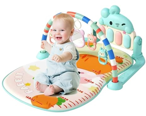 Gimnasio de juegos para bebés: tapete para actividades de piano para bebés, alfombra sensorial para gatear, luces musicales, diseño suave, juguete apto para viajes | Ideal para el hogar, guardería, gu