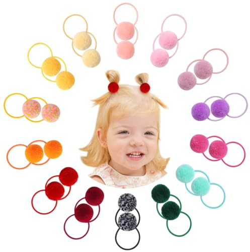 choicbaby 28 cintas elásticas para el pelo para bebés y niñas, banda de goma suave, soporte multicolor para cola de caballo para niños pequeños(bola única)