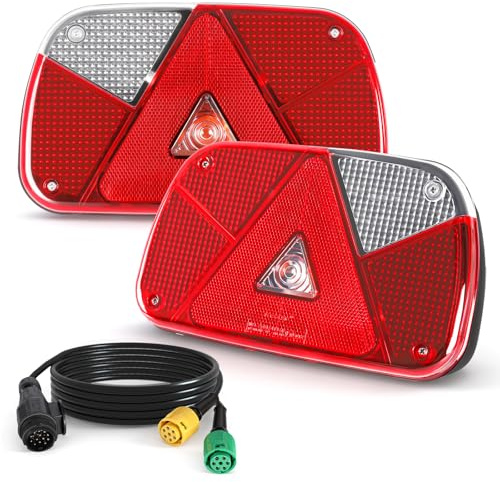 Yinaolan Anhänger Rückleuchten Set 12V 13 Polig mit 7 Funktionen 2 * 5.5m Kabelsatz E-Geprüfte Rücklicht Anhänger Beleuchtung für PKW LKW Boot Wohnwagen Transporter