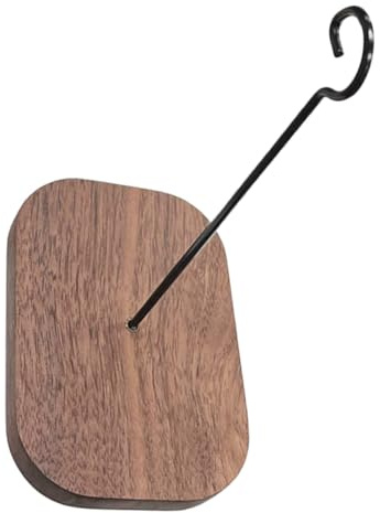 HORIALENCE Wind Chime Hook Metal Bracket, Self-Adhesive Walnut Wood Holder for Balcony Garden Plant Basket, No Drilling Indoor Outdoor Hanging Support