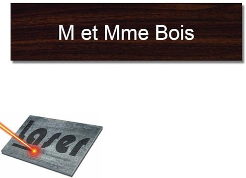 Placa grabada para timbre intercomunicador autoadhesivo, 6 x 1,5 cm, personalizada, 1 a 2 líneas, madera