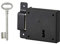 Serratura orizzontale con chiave per porta di cantina, solo catenaccio, sinistra, asse 50mm, 85x76mm, nero, 1 chiave - THIRARD