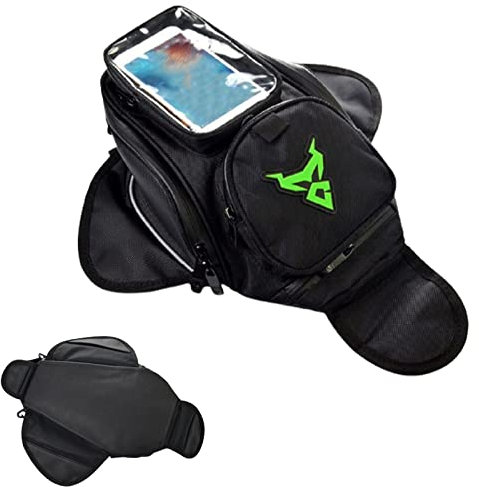 WHYUNM26 Motorrad Magnetischer Tankrucksack wasserdichte Motorrad Rücksitztasche Rucksack mit Transparentem Handyfach,Green
