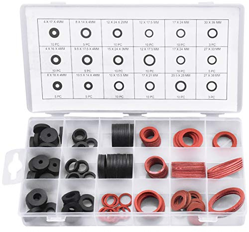 Cozlly 141 Pcs O-Rings Seal Gasket Washers, Sealing Rings for Hose, Rubber Seal Washer and Fiber Seal Washer, Flat Round Spacer Washers, Sealing Rings for Hose, Plumbing and Taps