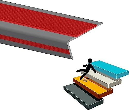 Matériel PVC Profil De Marche, Forme en L Profil De Bord D'escalier, Ruban Antidérapant Solide, Adhésif et Antidérapant, Convient pour Les Marches Extérieures et Intérieures ( Color : E , Size : 1.4m/