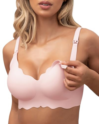 As Fairy Soft Nursing Bra Breastfeeding Bras for Women Maternity Nursing Bra Pregnancy Bralette (Pink XX-Large)