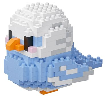 NOOLY Perroquet Kit de Briques de Construction Micro Ensemble de Blocs de Construction en Forme D'oiseau Décoration pour la Maison et Le Bureau WKLJM-01 242 Pièces (Blanc et Bleu Clair)