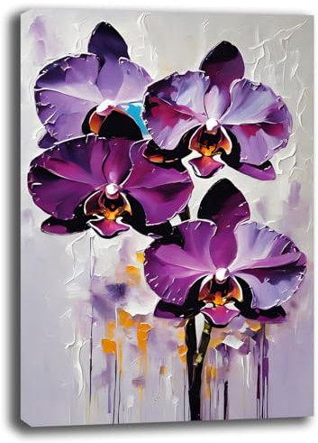 Printerland Quadro Moderno Soggiorno ORCHIDEE Astratto Quadri moderni effetto olio su tela acquerello da Parete Stampa Canvas Decorazione Murale muro Arredo Camera da letto Cucina (7, 70x100 cm)