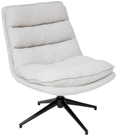 Atmosphera - Fauteuil Pivotant Harper Lin, L 74,5 x P 64 x H 87 cm, Piètement Acier Noir, Assise Confortable - pour Salon, Bureau, Chambre