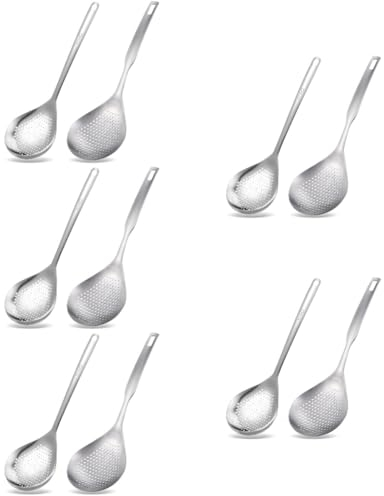 Amosfun 10 Pezzi Colapasta di cucchiaio filtro olio colino per alimenti mestolo colino Cucchiai forati per scolare pasta Cucina skimmer mestoli forati per cucinare mestolo schiumarola