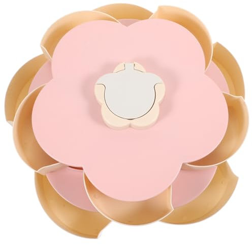 KICHOUSE 1 Stk Obstgericht Snackhalter Snack-tabletts Snackbehälter -sortiment-schale 2-stöckiges Tablett -servierplatte Essenstablett Behälter Mit Deckel Süßigkeitenschale Pp Rosa
