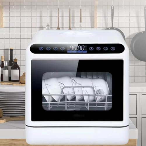 MhWrughts Lave-Vaisselle de Table avec réservoir d'eau intégré de 5 L | Lave-Vaisselle de Table Automatique avec 4 Modes de Lavage, 2 méthodes d'arrivée d'eau et Fonction de séchage