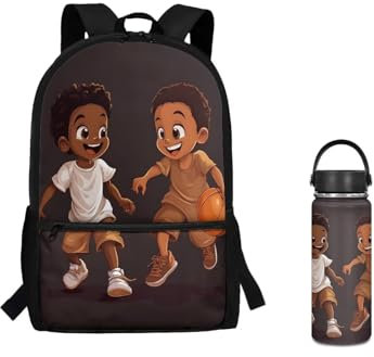 ZUXONGSY Backpack for Boys Sets 2 African Backpack for Boys 5 Years Old Large Capacity Schoolbag Reusable Water Bottle Kids Stainless Steel Heavy Duty Outdoor Bookbag