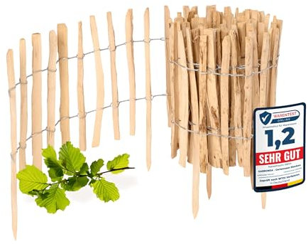 Garronda Cloture Jardin Exterieur à Planter en noisetier, clôture Jardin, clôture Bois, Bordure en Bois, ganivelle de Potager Exterieur GD-0156 Lot de 1 (Écart des Lattes: 3-5 cm, 35 cm x 5m)