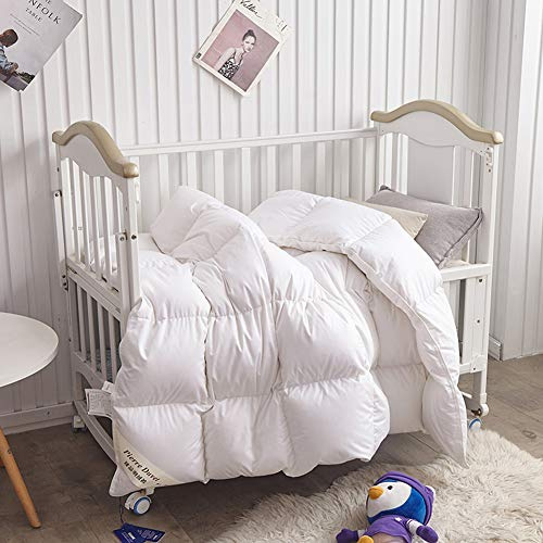Piumone per bambini in piuma d'oca e piumino d'oca, leggero, 6 Tog, 100% cotone, antiacaro, per letto singolo, per tutte le stagioni (bianco, 150 x 200 cm)