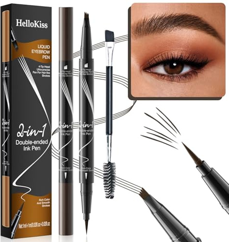 2 Stück Augenbrauenstift Wasserfest, 2-in-1 Dual-Ended Microblading Augenbrauenstift, Wischfest Eyebrow Pencil Kann Leicht Natürliche Augenbrauenfarbe