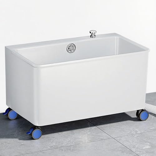Portable Mop Sink with Drain, Large Capacity Utility Laundry Tub, Multipurpose Garage Washing Station, Mobile Slop Sink for Easy Cleaning and Maintenance