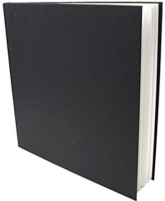 Artway Studio - Quadrato Quaderno da disegno brossato - 195mm - 92 facciate/46 pagine di carta a cartuccia da 170 gsm - Quaderno per schizzi cartonato nero