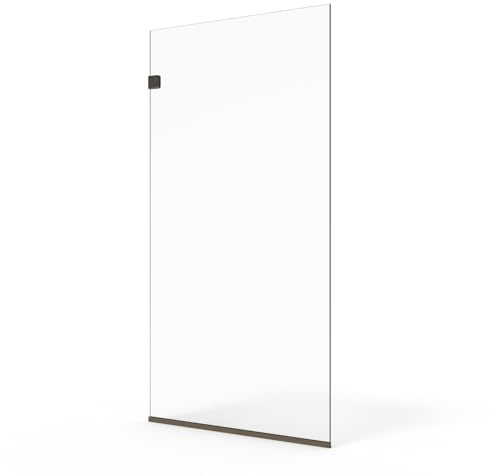 Fab Glass and Mirror 36x76 Frameless Shower Panel - 3/8 Thick Tempered Safety Glass - Fixed Bathroom Partition - Brushed Nickel Finish - Contemporary Design