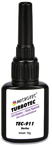 Microtec® Turbotec 911 Glas Spezial UV-Kleber | extra stark für Glas/Metall | 10g | ohne UV-Taschenlampe | lichthärtender und transparenter Klebstoff | Qualitätsprodukt aus Deutschland