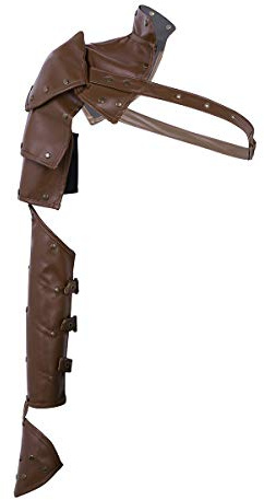 Yeahdor Armstulpe Herren Leder Punk Gladiator Kostüm Panzer Mittelalter Armschutz Schulterschutz Rüstungen Schultergurt Karneval Fasching Cosplay Braun A One Size