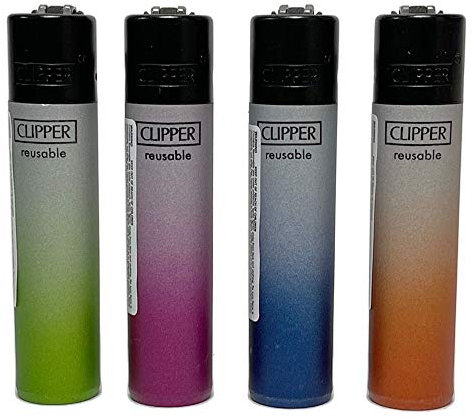 Clipper Encendedores clásicos de colores metálicos con degradados FLINT - 4 mecheros metálicos de la colección iHATS LONDON UK