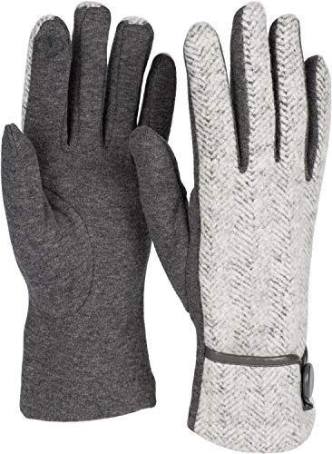 styleBREAKER Guantes para damas con pantalla táctil con diseño de espiga y forro polar, guantes de abrigo, invierno 09010036, color:Gris oscuro