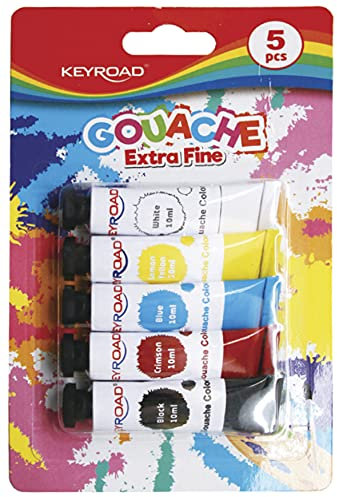 KEYROAD Temperafarben Tempera-Farbstifte / 5 Farben x 10ml/ Waschbar Ungiftig/in Metalltuben/Für Kindergarten Vorschule und Schule/Mischfarben