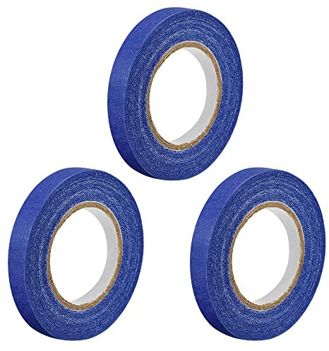 sourcing map 3Pcs 10mm 0.4 pouce Large 20m 21 Yards Masquage Ruban Peintres Ruban Rouleaux Foncé Bleu