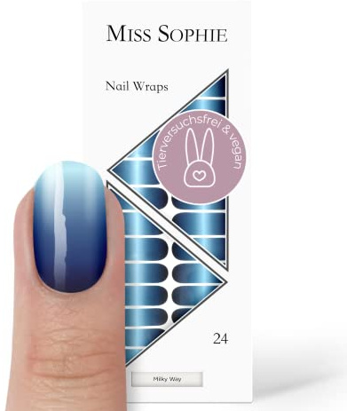 Miss Sophie Nagelfolie - Milky Way - Farbverlauf, Blau, Nail Wraps - 24 ultra-dünne selbstklebende langanhaltende Nagelfolien