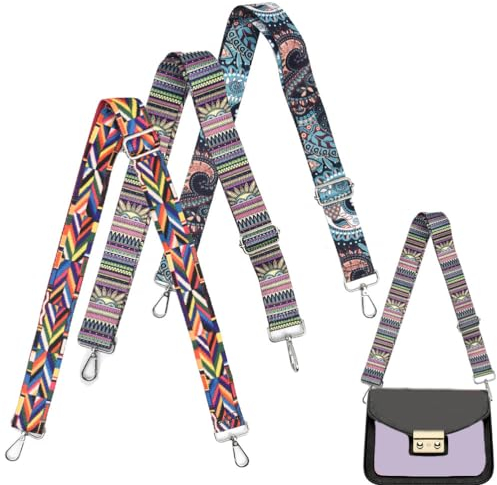 OctBird Taschengurt 3 Stück 3,8cm Breit Schulterriemen für Taschen und Handtashcen, 75-145cm Einstellbar Boho-Stil Ersatz Trageriemen mit Karabiner Tragegurt Schultergurt für DIY Taschen