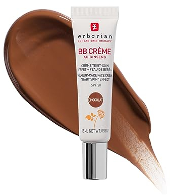 Erborian BB Creme mit Ginseng - Getönte Tagespflege mit Babyhaut-Effekt - 5-in-1 koreanische Gesichtscreme mit LSF 20 - Hautton: Schoko - 15 ml